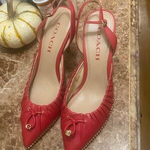 Coach Red Leather Slingback Heels